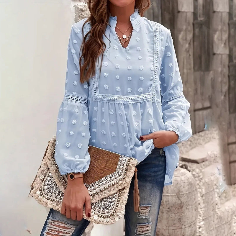 Women’s Long‑Sleeve V‑Neck Business Casual Blouse FitiqueFit
