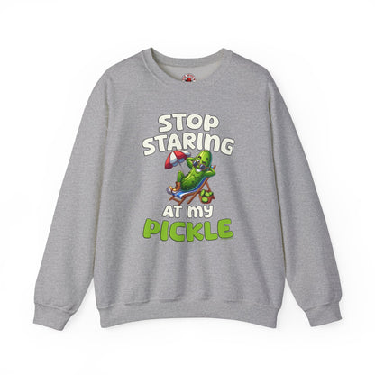 Stop Staring At My Pickle Crewneck Sweatshirt The Devil's Pickle