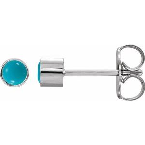 14K White Natural Turquoise Bezel-Set Earrings Ethereal Legacy Boutiques