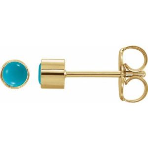 14K Yellow Natural Turquoise Bezel-Set Earrings Ethereal Legacy Boutiques