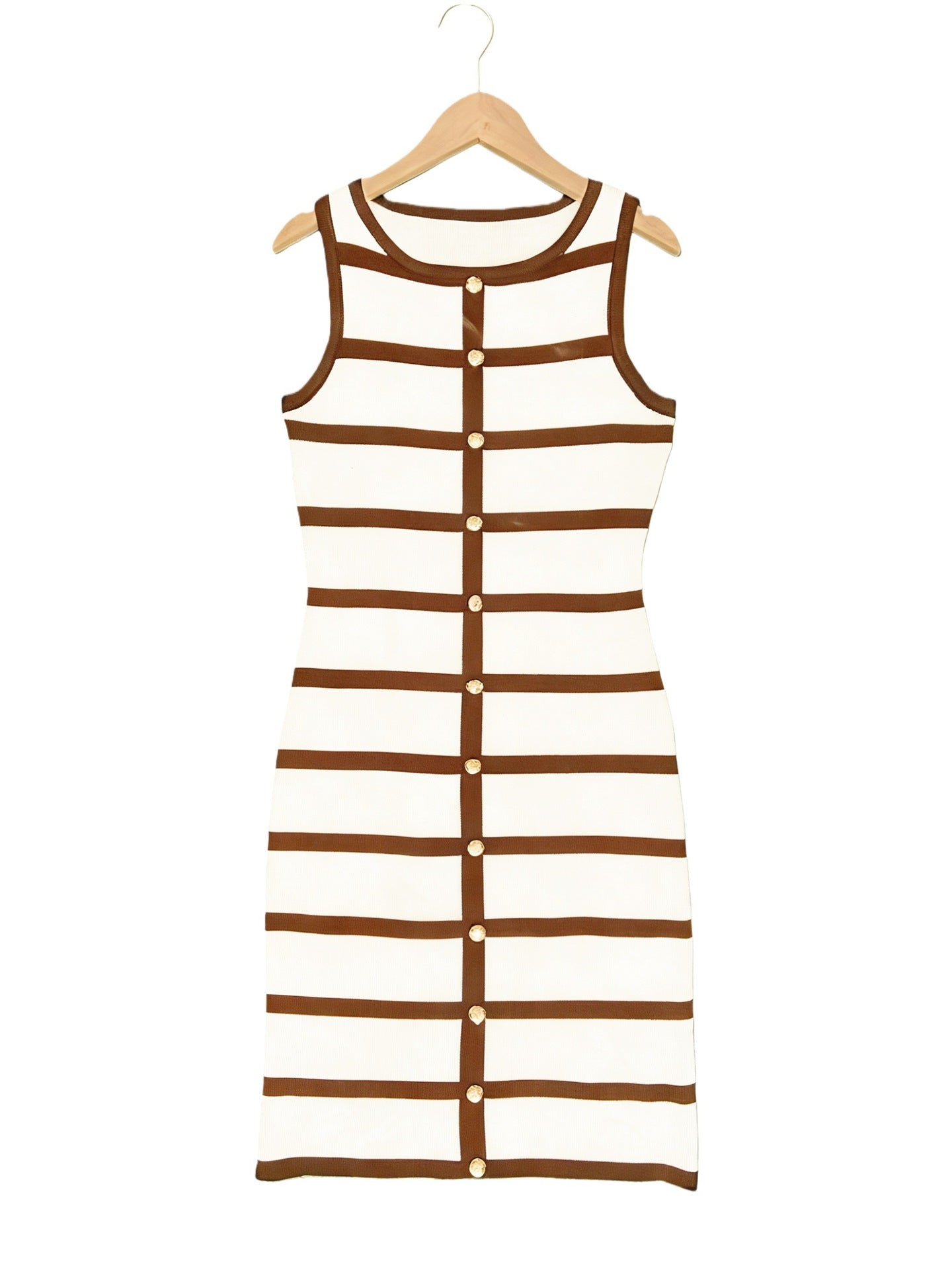Contrast Stripe Knit Sleeveless Midi Dress – 5 Colors, S–L FitiqueFit