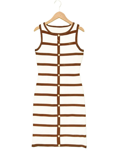 Contrast Stripe Knit Sleeveless Midi Dress – 5 Colors, S–L FitiqueFit