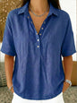 Short Sleeve Button Pullover Shirt – Solid Color Women’s Top FitiqueFit