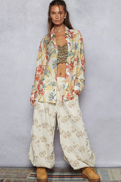 POL Floral Print Button Down Long Sleeve Shirt West2East Surf