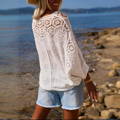 Boho Lace V-Neck Cardigan FitiqueFit