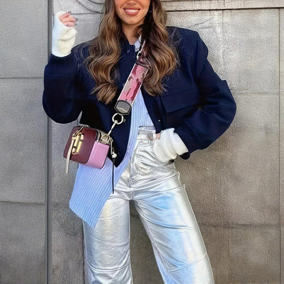 Women's Solid Color Long Sleeve Baseball Jacket FitiqueFit