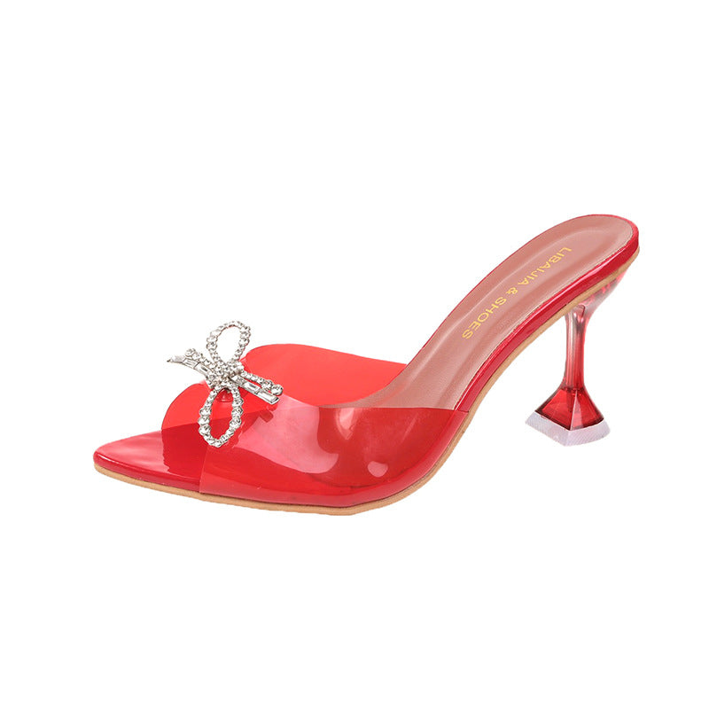 Plus Size Women's High Heels Big Bow Rhinestone Buckle Wedding Shoes Crystal Red High Heel Sandals See size chart under “more details” The Fashion Celestial