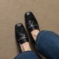 Women’s Sheepskin Square Toe Chunky Heel Pumps FitiqueFit