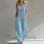 Women's Sleeveless Wide-Leg Jumpsuit with Pockets FitiqueFit