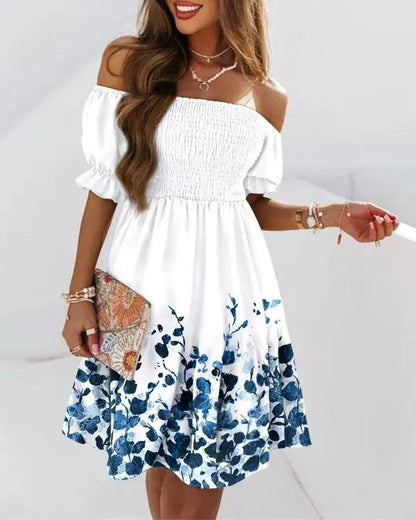 Boho Breeze Off-Shoulder Pleated Dress – Stylish Cowgirl Casual Wear Country in My Heart