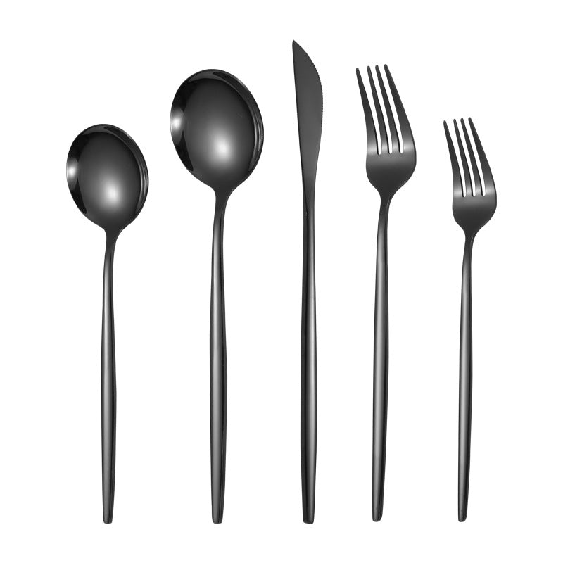 Portuguese Stainless Steel Knife Fork Spoon Golden Steak Knife Fork Set Four-Piece Tableware Set