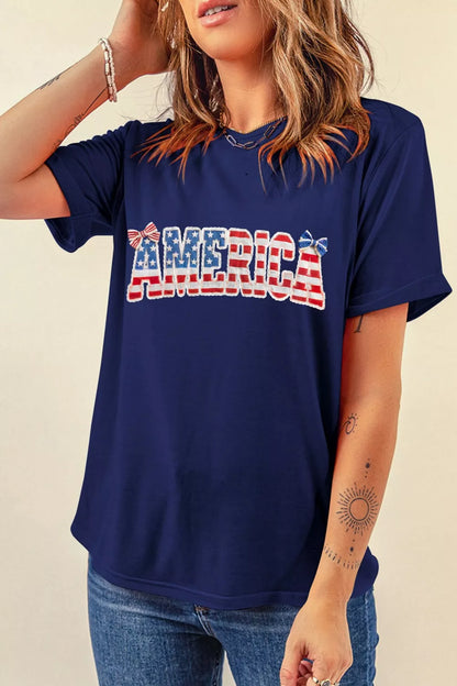 AMERICA Round Neck Relaxed T-Shirt New Era Fashion LLc