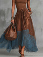 Short-Sleeve Top and Lace-Panel Midi Skirt Set FitiqueFit