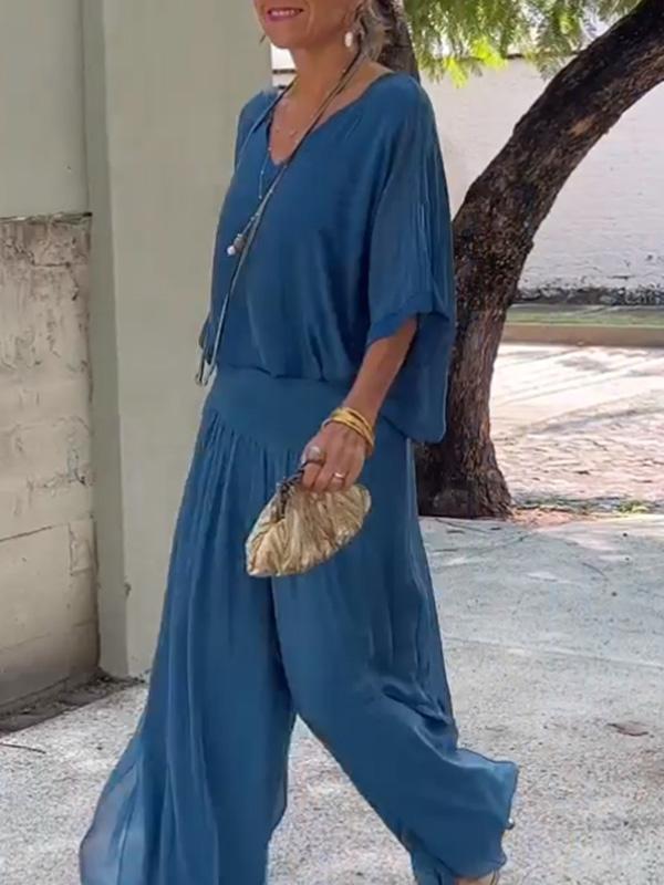 Solid-Color Chiffon Two-Piece Set – 10 Colors, S–5XL FitiqueFit