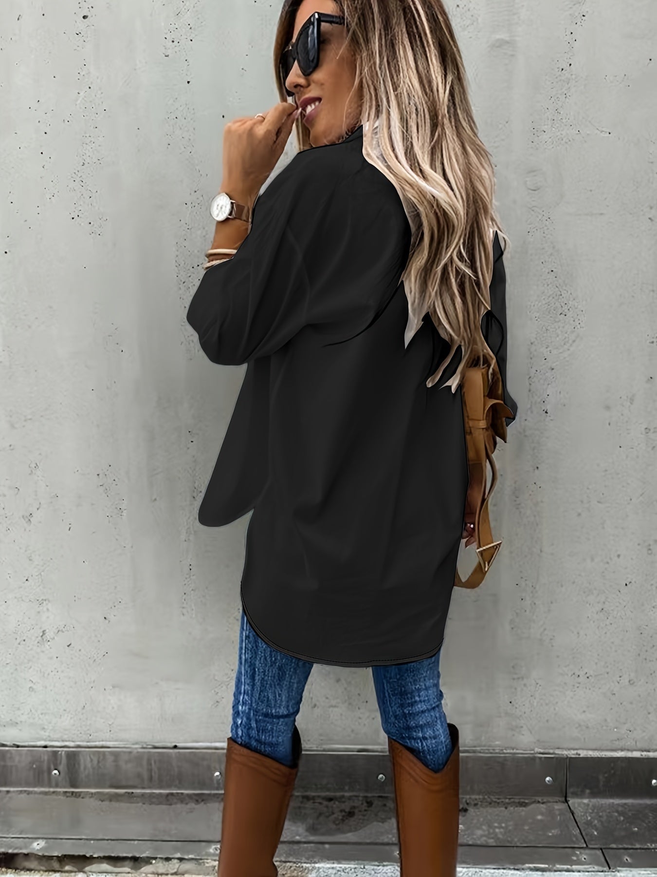 Women’s Casual Long Sleeve Shirt with Pocket FitiqueFit
