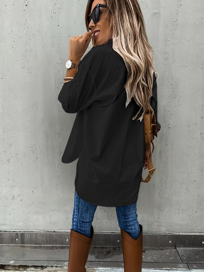 Women’s Casual Long Sleeve Shirt with Pocket FitiqueFit