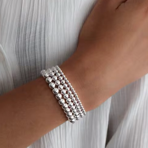 Silver Beaded Bracelet Water Resistant Non Tarnish Deep South Originals