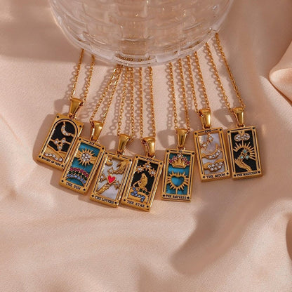 Tarot Card Pendant Necklace LUNAR VINES