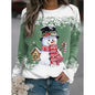 Snowman Printed Panel Loose Sweater – Casual Holiday Knit for Women FitiqueFit