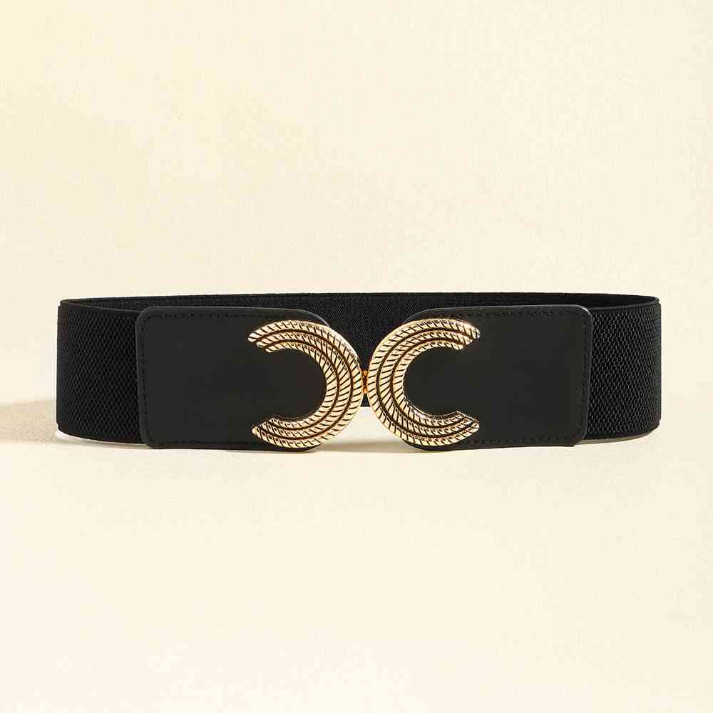 YourBrand Double C Buckle Elastic Belt – Stylish and Versatile Design See size chart under “more details” The Fashion Celestial