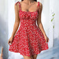 Floral Mini Dress Spaghetti Strap Tie Shoulder Ruffle Summer Boho Dresses FitiqueFit