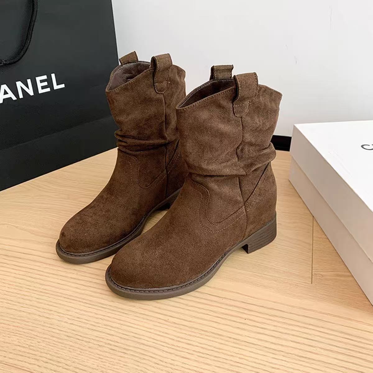 Solid Color Chunky Heel Ankle Boots Women | Versatile Style FitiqueFit