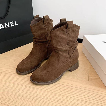 Solid Color Chunky Heel Ankle Boots Women | Versatile Style FitiqueFit