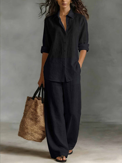 Women's Bohemian Cotton-Linen Top & Pants Set – Resort Lounge Co-ord FitiqueFit
