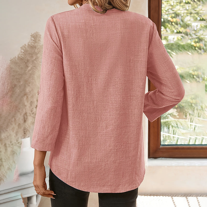 Womens Casual Summer Shirts Notch V Neck Blouses FitiqueFit