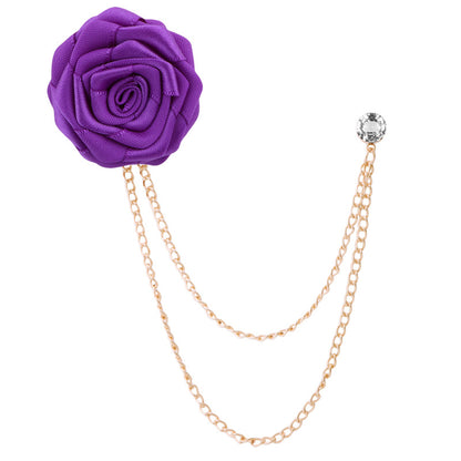 Men's Wedding Ceremony Groom Handmade Rose Chain Brooch NovaCart