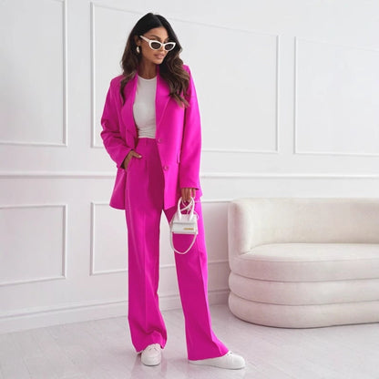 Women's Professional Blazer & Trousers Suit Set – Long Sleeve, Full Length FitiqueFit