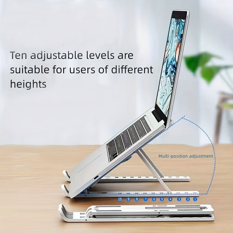 Laptop Stand Single Fork Folding Lift Cooling Base Desktop Tablet Portable Bracket Compatible With All Notebook ABS Material Ten Levels Adjustable NovaCart