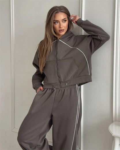 Women’s Sportswear Set Solid Color Cardigan Set FitiqueFit