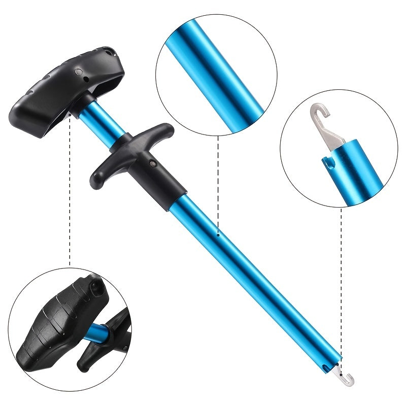 1pc T-Shaped Fish Hook Remover - Aluminum Alloy Fishing Tool with Ergonomic Handle & Blue Handle for Efficient Hook Separation, Ideal for Holiday Gifts (Father'S Day, Christmas, Thanksgiving), Fishing Accessory, Sleek Metalli NovaCart