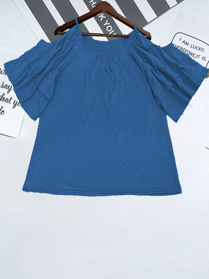 Cold Shoulder Ruffle Sleeve Top New Era Fashion LLc