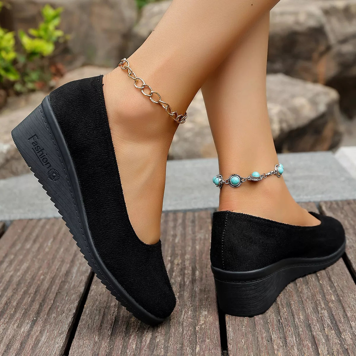 Wedge Heel Slip-On Loafers FitiqueFit