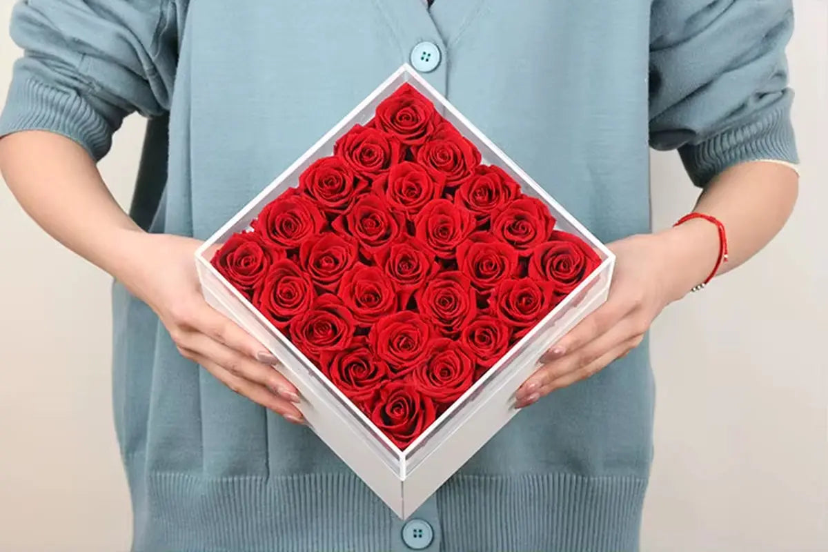 Elegant Custom Logo Preserved Roses Gift Box - Perfect for Mother's Day and Special Occasions