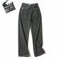 Retro Oblique Belted High Waist Straight Wide Leg Jeans for Cowgirls Country in My Heart