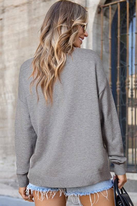 Solid Front Center Seam Drop Shoulder Sweater Shop Style & More | Fresh Looks, Everyday Deals & Free Shipping