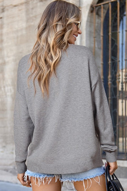Solid Front Center Seam Drop Shoulder Sweater Shop Style & More | Fresh Looks, Everyday Deals & Free Shipping