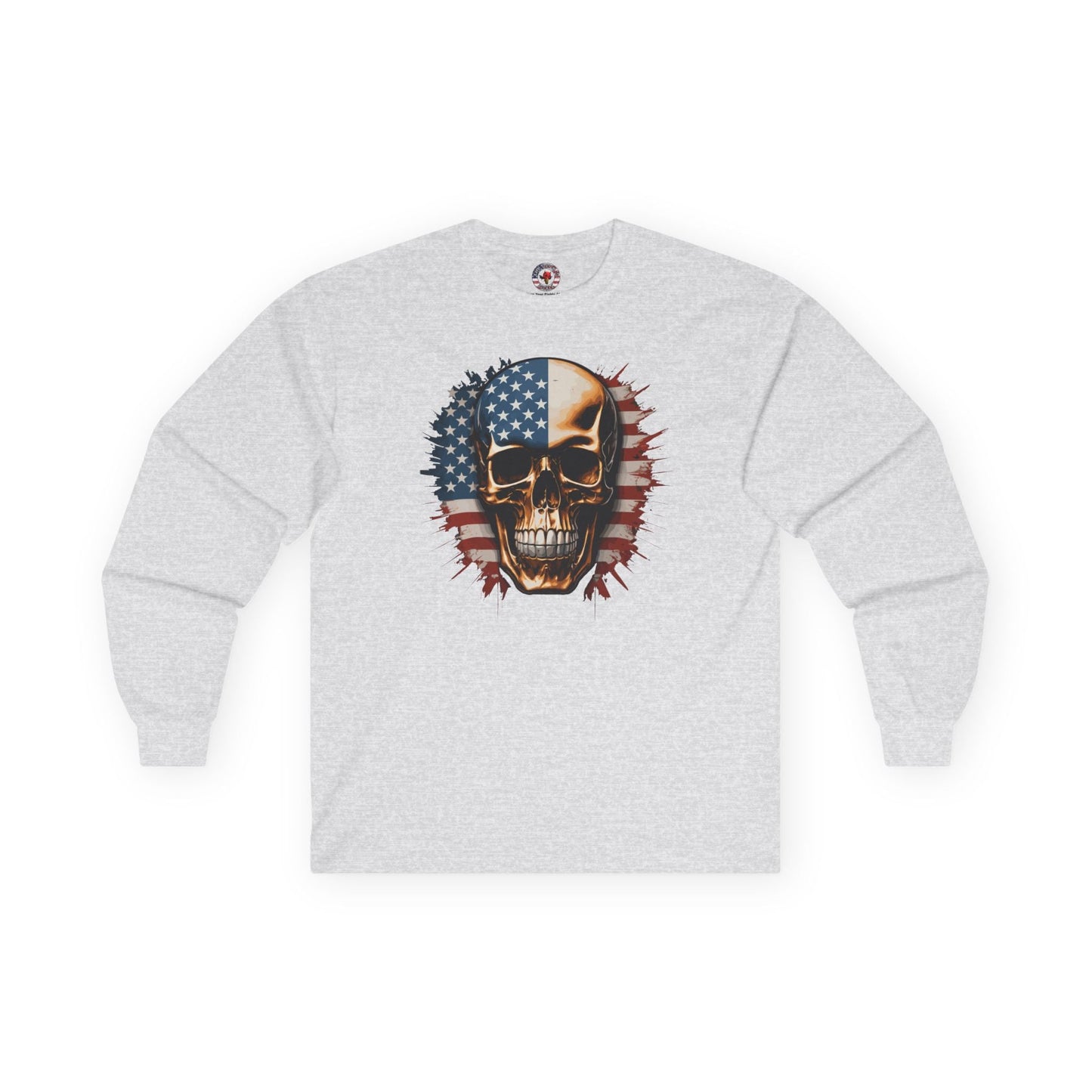 American Flag Skull Long Sleeve Tee The Devil's Pickle