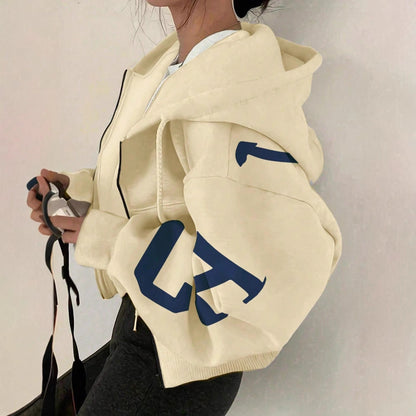 Women’s Zip-Up Printed Sweatshirt – Long Sleeve Casual Jacket FitiqueFit