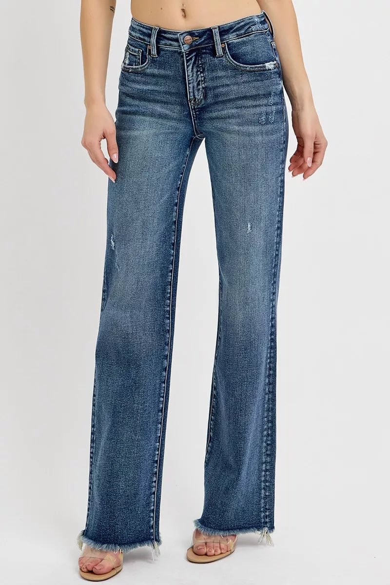 RISEN Full Size Tummy Control High Rise Long Straight Jeans Plus Size Garden Naked Curves