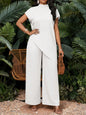 Asymmetrical Sleeveless Top & Pants Set – Women’s Two-Piece FitiqueFit