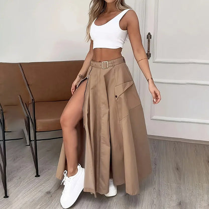 Women’s Cropped Vest & High-Waisted Slit Skirt Matching Set FitiqueFit