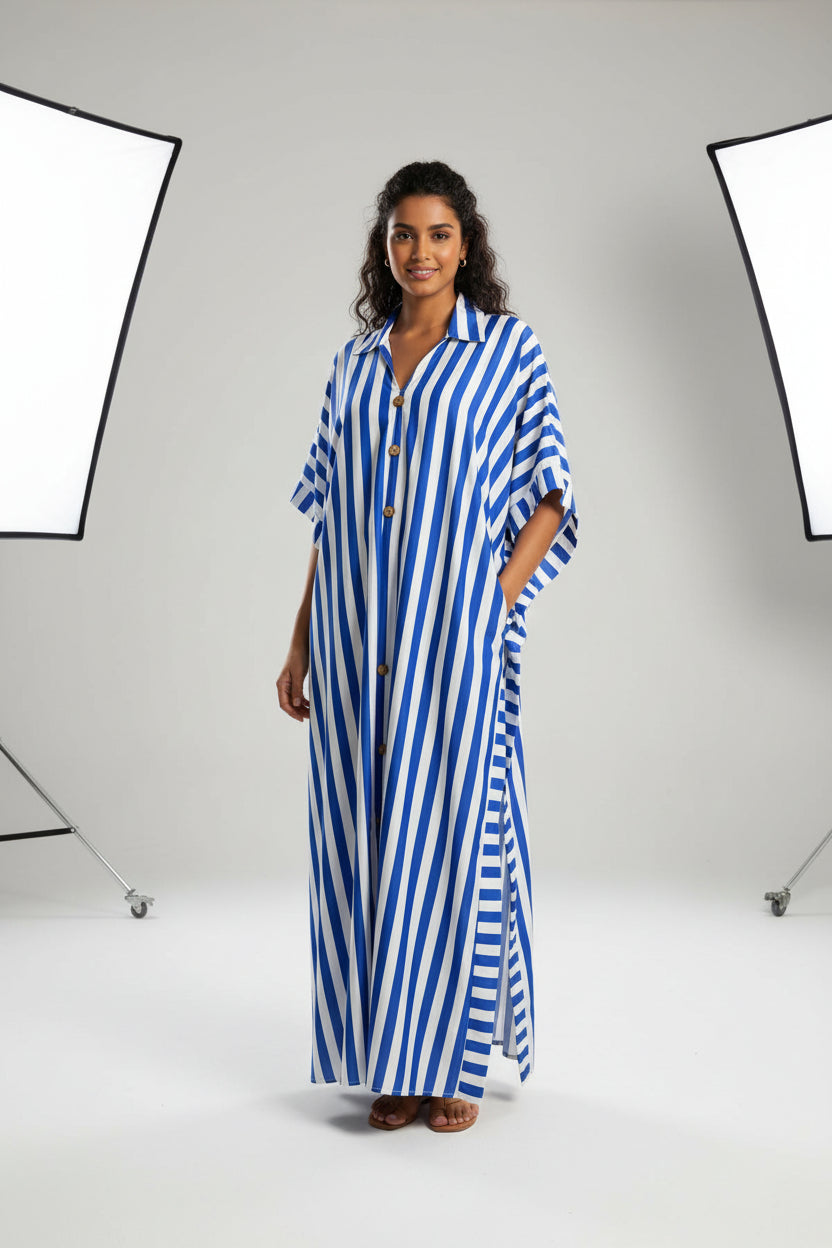 African-Inspired Striped Loose Long Dress | One Size 5 Colors FitiqueFit