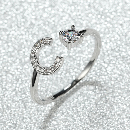 Popular Fashion Silvery AZ Letter Ring Initials Wedding Love Couple Rings Bridesmaid Gift NovaCart