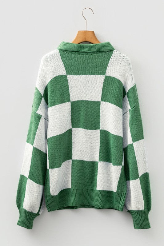 Checker Collared Long Sleeve Sweater Shop Style & More | Fresh Looks, Everyday Deals & Free Shipping