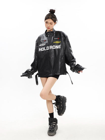 Women's Loose Letter Racing Motorcycle Jacket See size chart under “more details” The Fashion Celestial