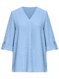 Effortless V-Neck Seven-Point Top - Stylish Pullover Blouse for Trendy Women Country in My Heart